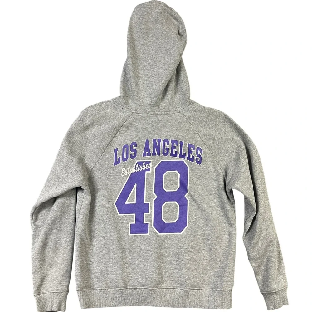 NBA Los Angeles Lakers Hoodie Kids Medium Gray Graphic Pullover Sweatshirt Fan